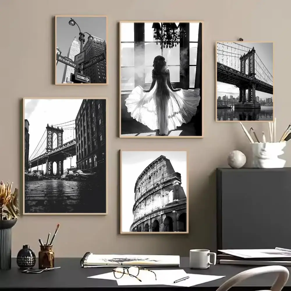 Timeless Black And White Vintage Photo Classic Poster Painting Wall Art for Living Room Home Gifts Decor Mural