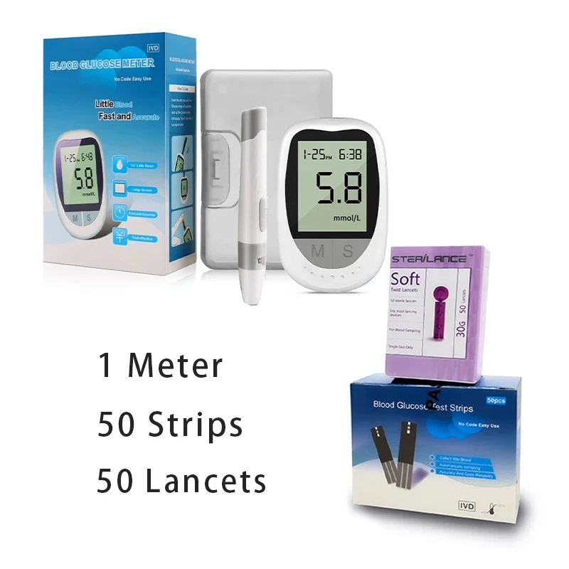 Blood Glucose Meter Medical Glucose Test Strips Lancets Devices Glucometer Kit Diabetic Diabetes Digital official-website