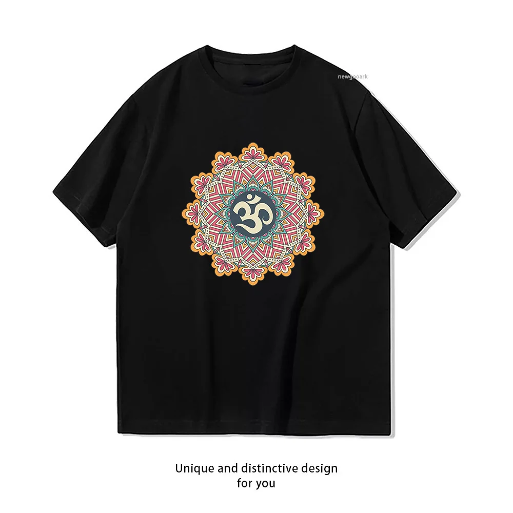 Om Yantra Mandala Shirt Yoga Meditation Spiritual T-shirt Summer Cotton Woman Man Graphic T Shirts Adult O-neck Tops