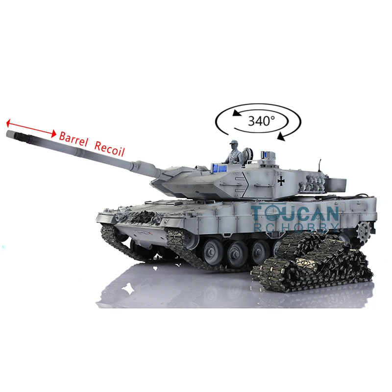 1/16 HENG LONG 7.0 Barrel Recoil Leopard2 A6 RC Main BattleTank 3889 Tracks W/ Metal Linkages TH17634-SMT4