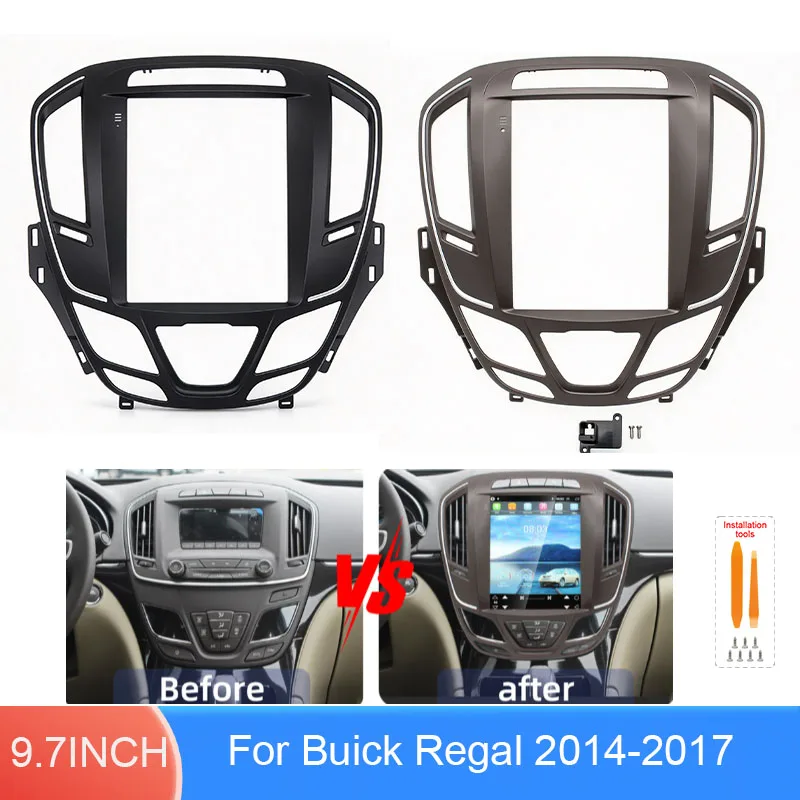 9.7 Inch Car Radio Fascia Frame For Buick Regal 2014-2017 High Trim Vertical Screen Dashboard Panel Wiring Harness Kit