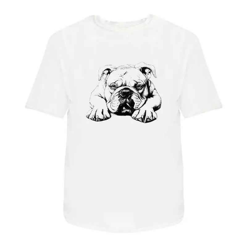 Bulldog Laying Down Front View' Cotton T Shirt Ta052349