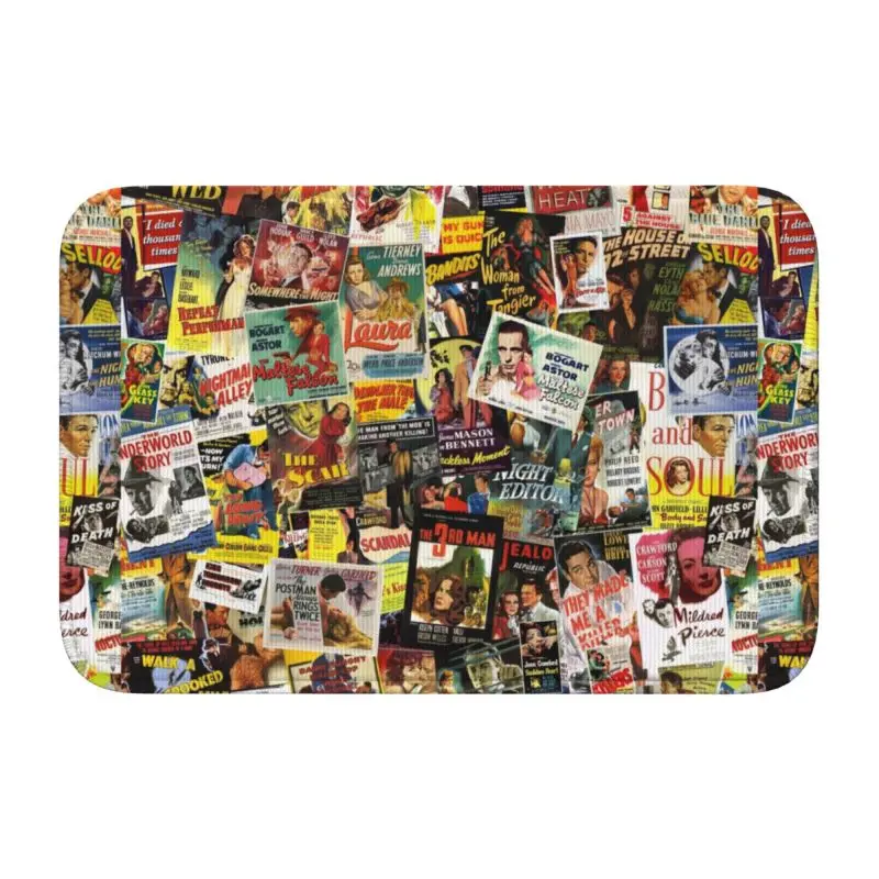 Custom Welcome Vintage Film Poster Collage Floor Door Bath  Mat Anti-Slip Vintage Cinema Theater Movie Gift  Rug Carpet Footpad