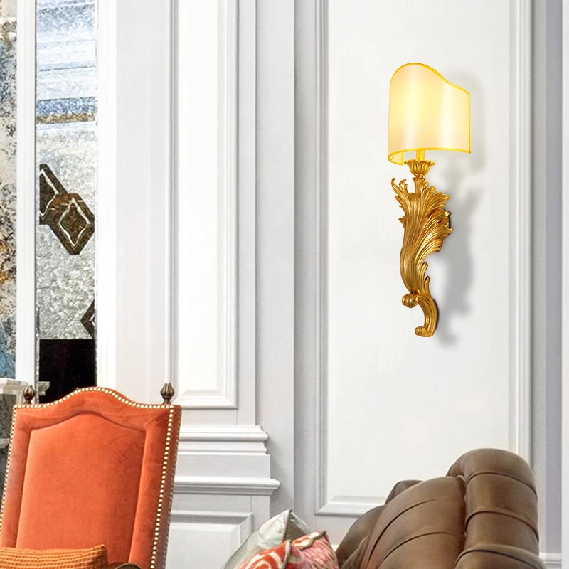 European Full Copper Wall Lamp Mid-Century Creative Vintage Living Room Dining Room Study Copper Lamp