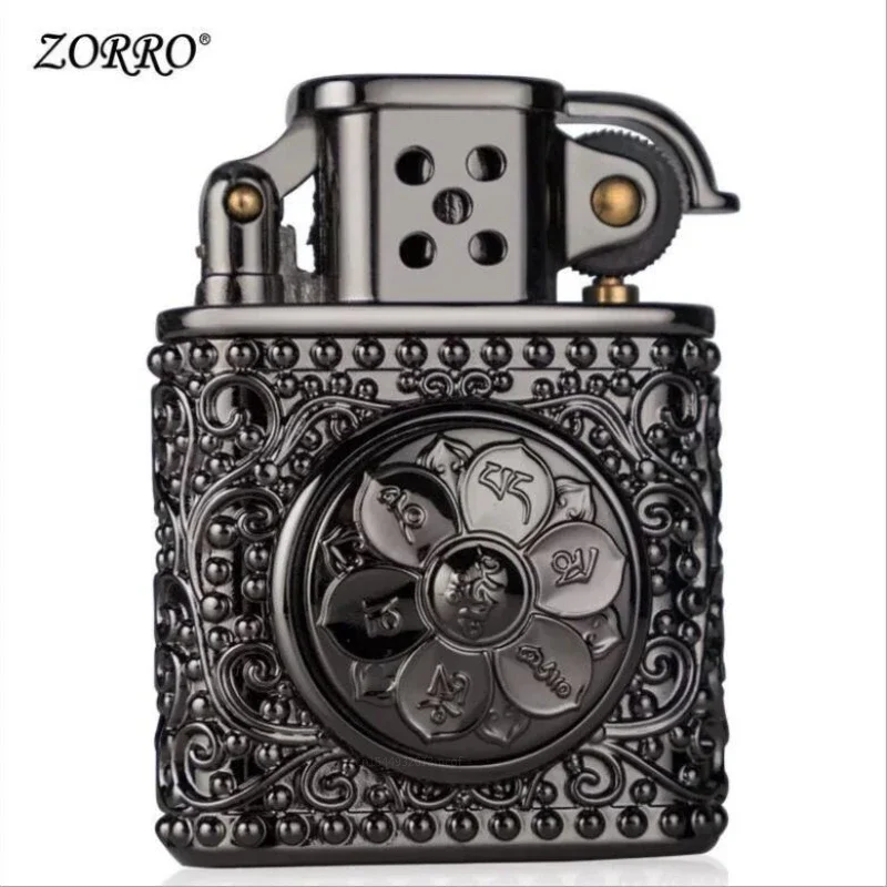 Zorro Windproof Kerosene Lighter Good Luck Zodiac Chinese Style Gasoline Lighter Rotating Toy Lighter Men\'s Business Gift