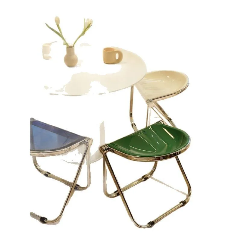 

Simple dining chair Home folding stool Internet celebrity photo crystal chair acrylic transparent medieval furniture stool