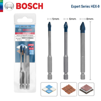 Bosch Drill Bit Expert Series HEX-9 5/6/8mm Hard Ceramic Drill Bits for Electric Drill Screwdrivers of 3-Claw and 1/4\