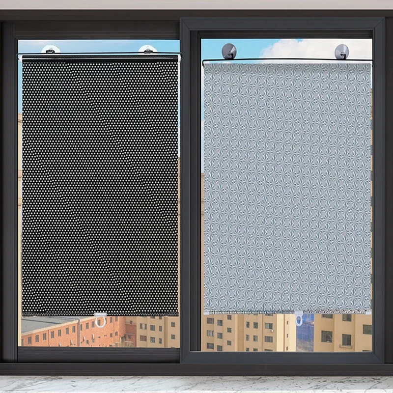Sunshade Roller Blinds Curtains Blackout Curtain Suction Cup Punch-free Retractable Window for Bedroom Kitchen Roller Curtains