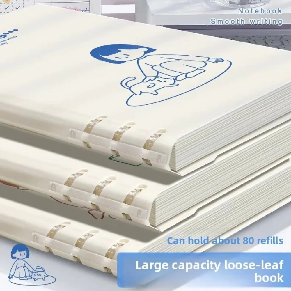 A5/B5 Loose-leaf Notebook Detachable Horizontal Line Binder Notebook 60 Sheets/120 Pages Puppy Note Book