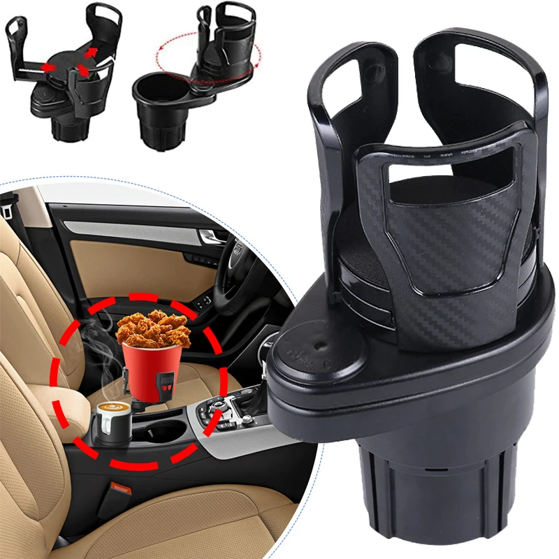 

Car Multifunction Cup Holder 2 In 1 Adjustable Car Cup Holder Expander Adapter 360Degrees Rotating for Snack Bottles Cups