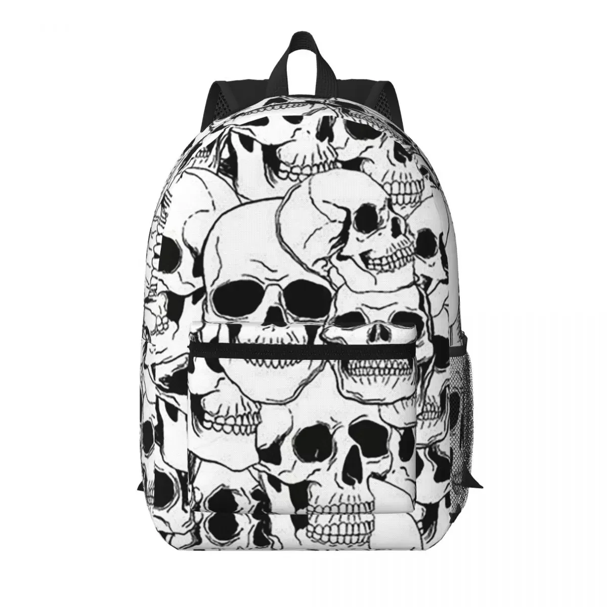 White Human Skull Sketching Art Student Backpack School Bag Hiking Travel Daypack for Boys Girls Bookbag Shoulder Bags