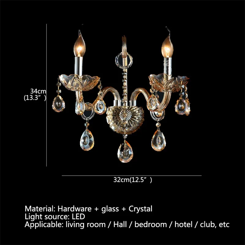 APRIL Indoor Wall Lamps Crystal Fixtures LED European Candle Light Classical for Home Bed Room Lamp