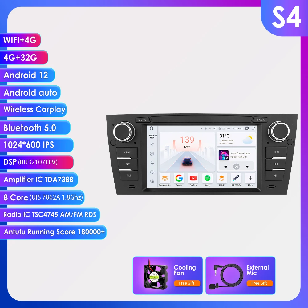Android Auto Multimedia Speler Voor Bmw 3 Series E90 E91 E92 E93 2006-2012 Navigatie Gps Stereo 4G-Let Autoradio Carplay
