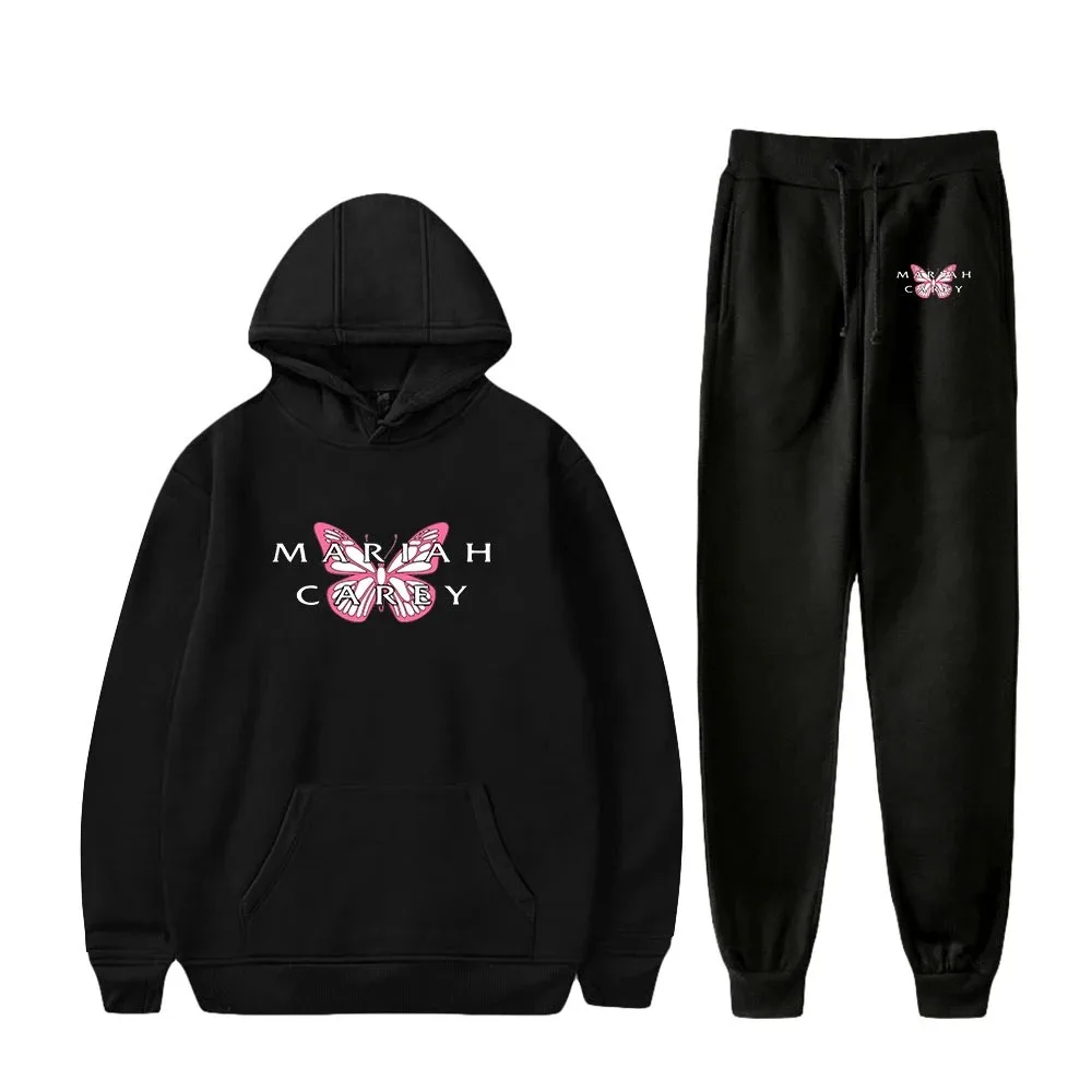 

Mariah Carey Moletom Unisex Two Piece Set Hoodie + Calça Basculador Harajuku Streetwear American Singer Mulheres Conjunto homens