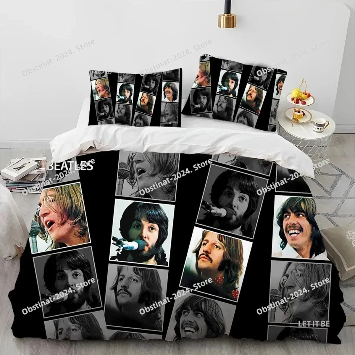 3D B-Beatles Rock Stand Star Bedding Set Boys Girls Twin Queen Size Duvet Cover Pillowcase Bed Kid Adult Home Textileextile
