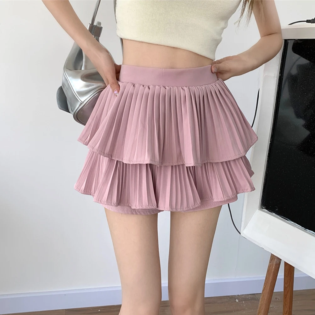 Falda plisada para mujer, falda acampanada, Falda corta, microelticidad diaria, versátil, cintura alta, Color sólido, informal