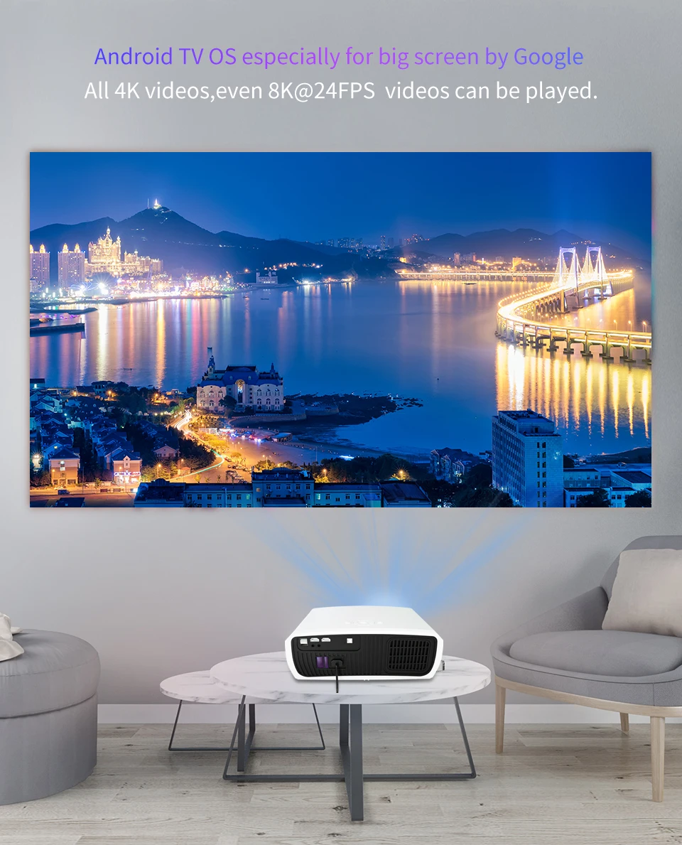 WZATCO C3S Android 9.0 LED Projector Full HD 1080P 300 inch Big Screen WIFI Proyector Home Theater Smart Video Beamer Hot Sell