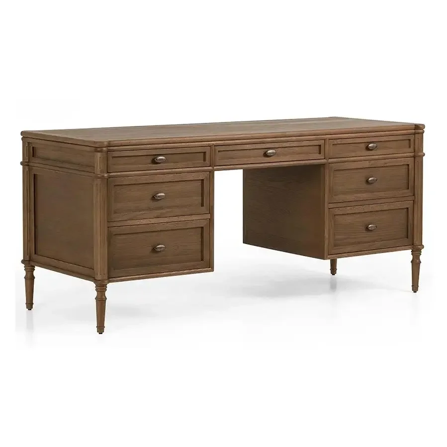 American retro solid wood French country writing desk new Chinese office home simple computer desk