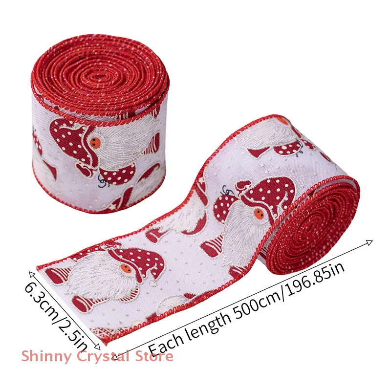 Christmas Ribbon Wired 2.5 InchChristmas Wired RibbonSanta/Snowman/Snowflake Ribbon For Wreaths Bows Holiday Xmas Decor