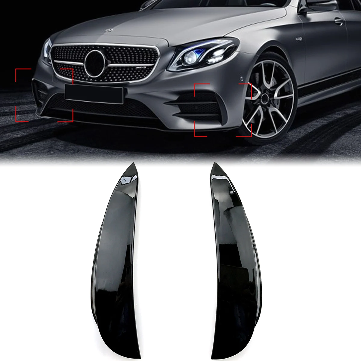 Front Bumper Splitter Side Vent Flap Fin Cover For Mercedes Benz E Class W213 C238 E200 E300 E350 AMG 2016-2019 Car Accessories