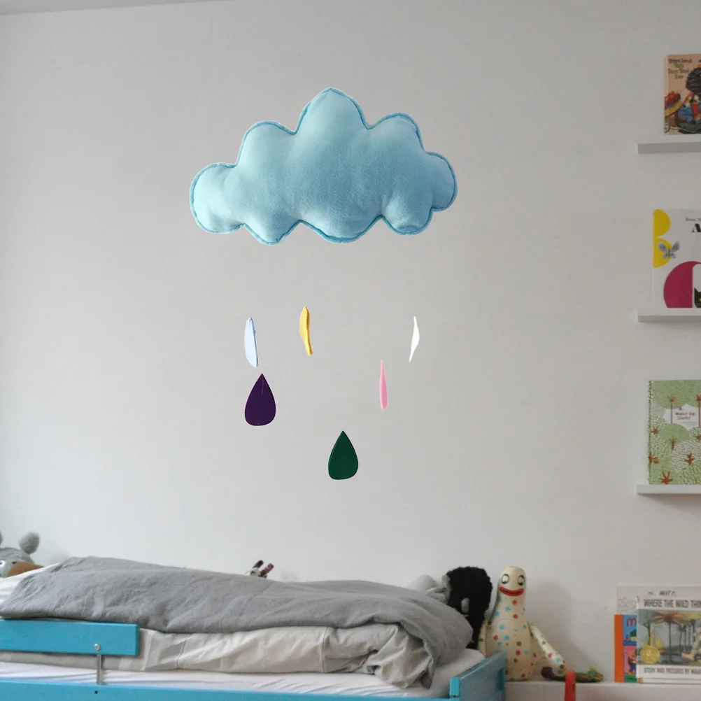 

Pearlescent Blue Felt Bed Hanging Cloud Pendant Bedroom Decoration Prop