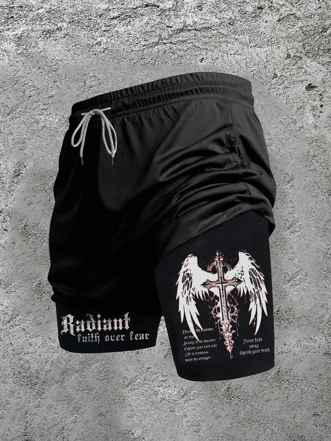 شورت رجالي كاجوال بتصميم اثنين في واحد، مسامي ومريح، بسيط بقصة ضيقة، شورت جري ثنائي في واحد عالي الأداء