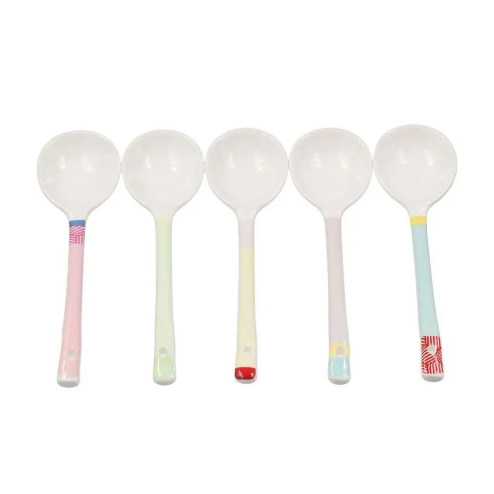 5 Pcs Macaron Color Ceramic Chopsticks Gift Box Kawaii INS Chopsticks Spoon Set Non-slip Anti Mildew Chinese Tableware