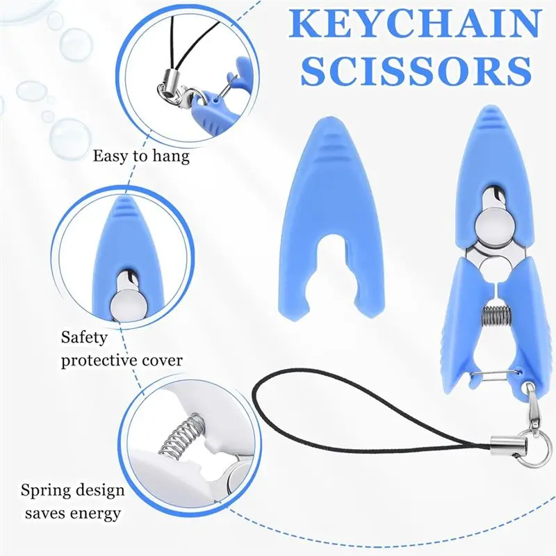 ABLL-Mini Small Scissors Keychain Set With Cover Travel-Sized Portable Snips For Travel, Sewing, Crafts And Yarn
