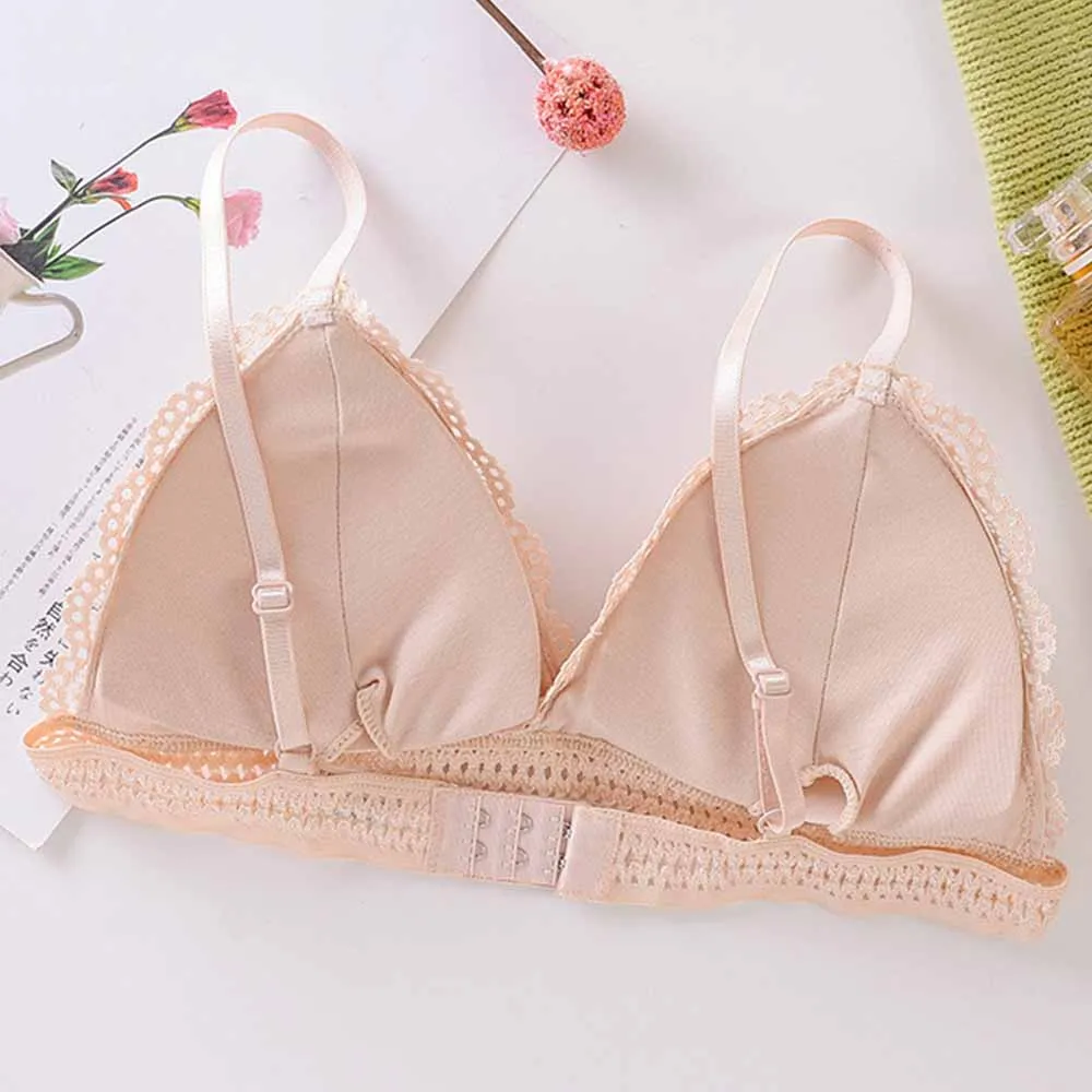 Soutien-gorge français en dentelle fine pour femmes, beau dos, sans anneau en acier, sangle de fronde, petite poitrine, soutien-gorge de soutien