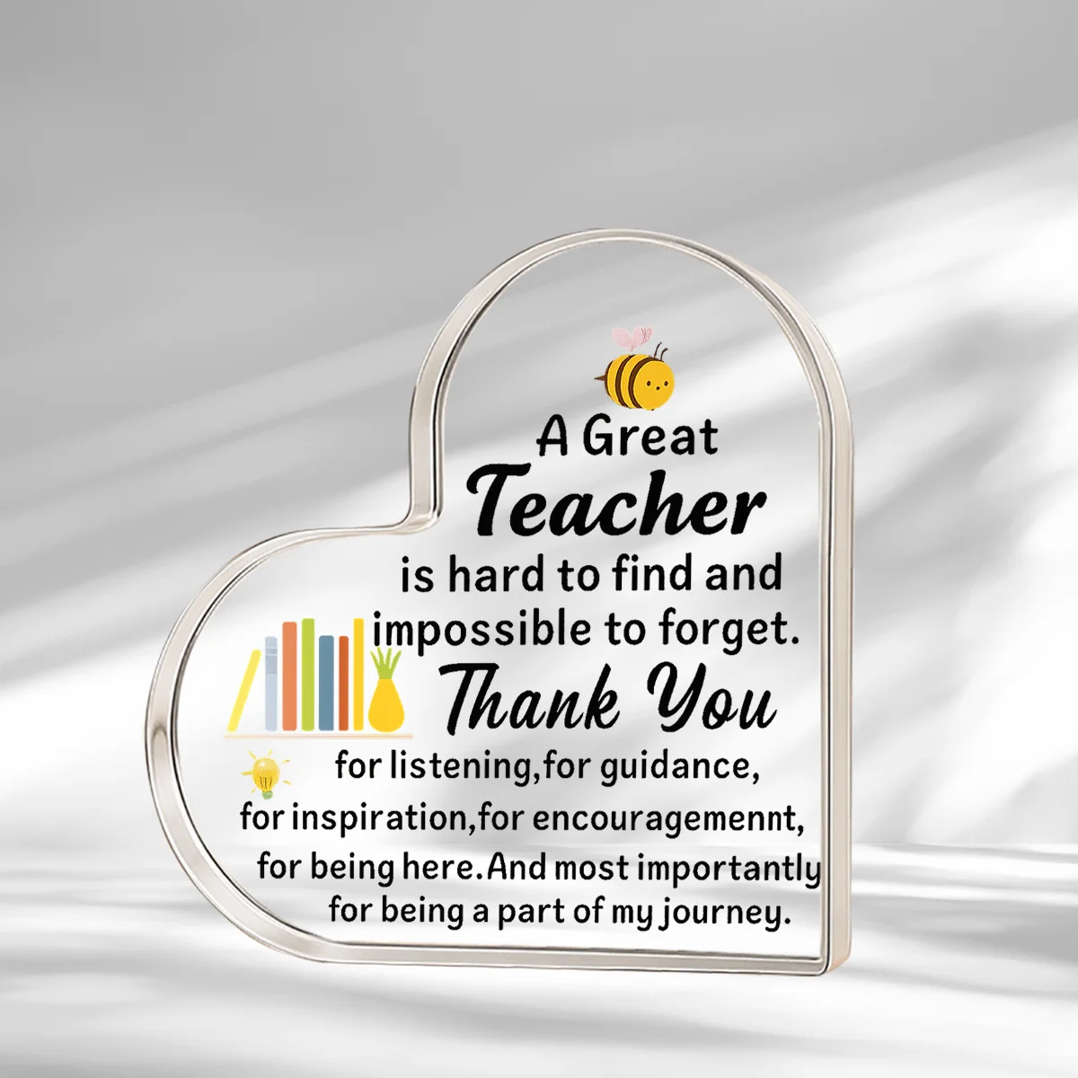 Happy Teacher's Day! 2D Heart-Shaped Acrylic Sign - 