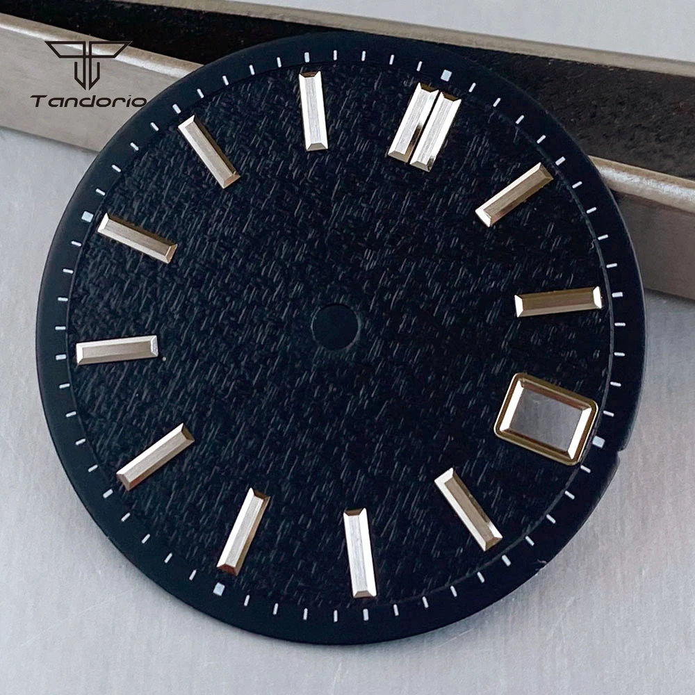 28.5mm NH35 Watch Dial Sterile Textured Face with Date Window Accessories Fit for NH35 Wristwatch Mod Parts Multicolor
