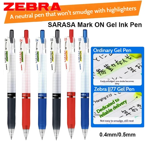 Bolígrafo de Gel Zebra Sarasa Mark On JJ77, resaltadores antiadherente de secado rápido, a prueba de antifatiga, notas para exámenes, herramientas de eficiencia