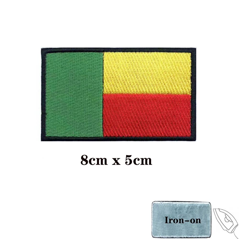 Benin Republic Flag Patches Armband Embroidered Patch Hook & Loop Iron On Embroidery  Badge Military Stripe