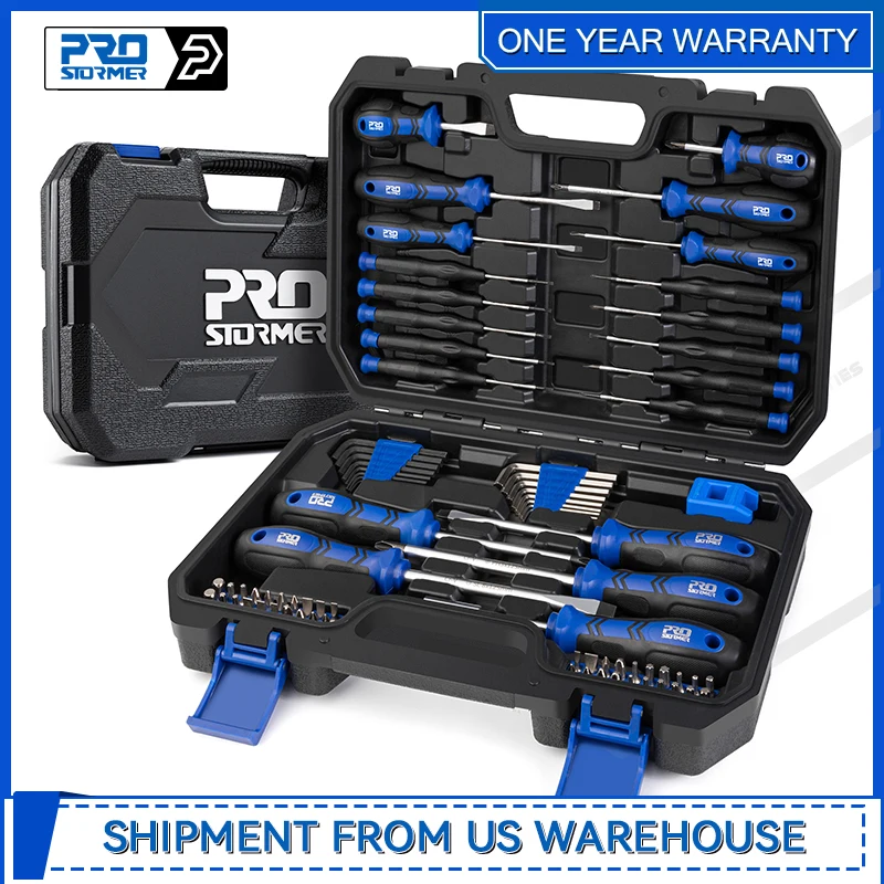 Magnetic Screwdriver 79 Piece Multifunction Slotted Phillips Screwdriver Kit with Allen Wrench for Repair Work By Prostormer