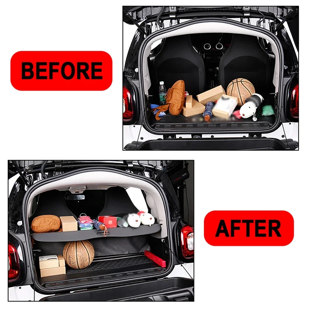 Hinten Trunk Cargo Abdeckung Für Mercedes-Benz smart fortwo 453 15-22 Hinten Lagerung Rack Gepäck Privatsphäre Schild vorhang mit Tasche