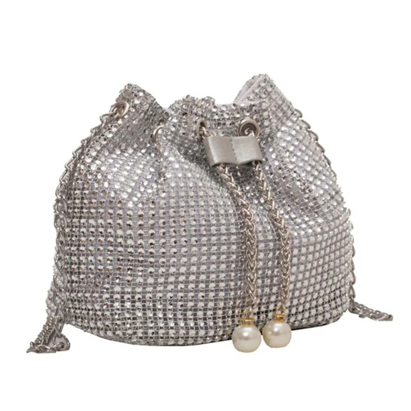 Splendida borsa per borsa da sera con strass borsa a secchiello borsa a tracolla borsa a tracolla tutto-fiammifero per la festa di natale Drop