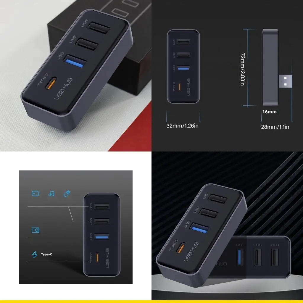 

SZCH Power Distribution USB Hub Dock Station with 3 USB Ports and 1 Type C Port