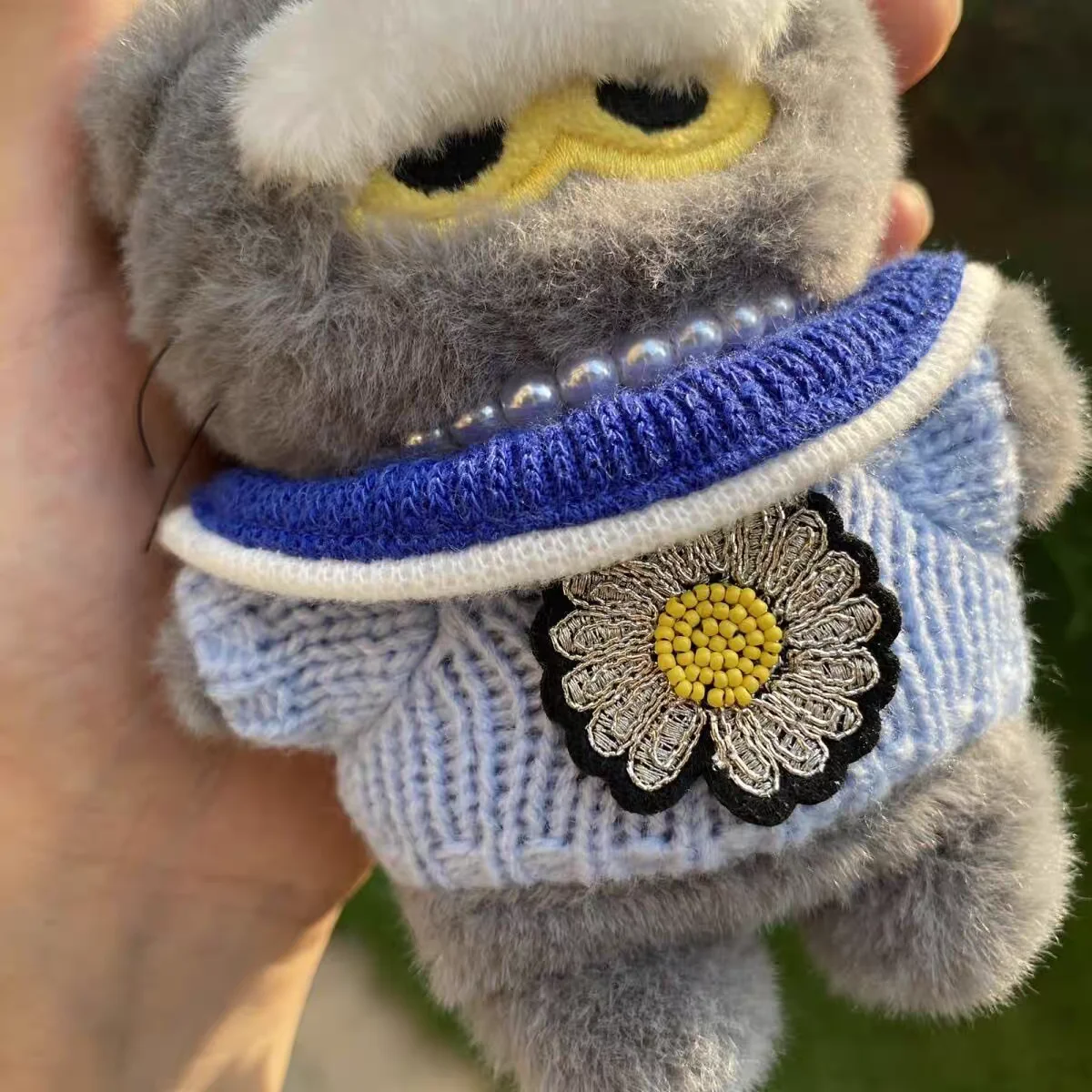 (ไม่มีเด็ก) ใหม่ ZOA ตุ๊กตาลูกแมวพวงกุญแจเสื้อสเวตเตอร์เดซี่สีน้ำเงิน