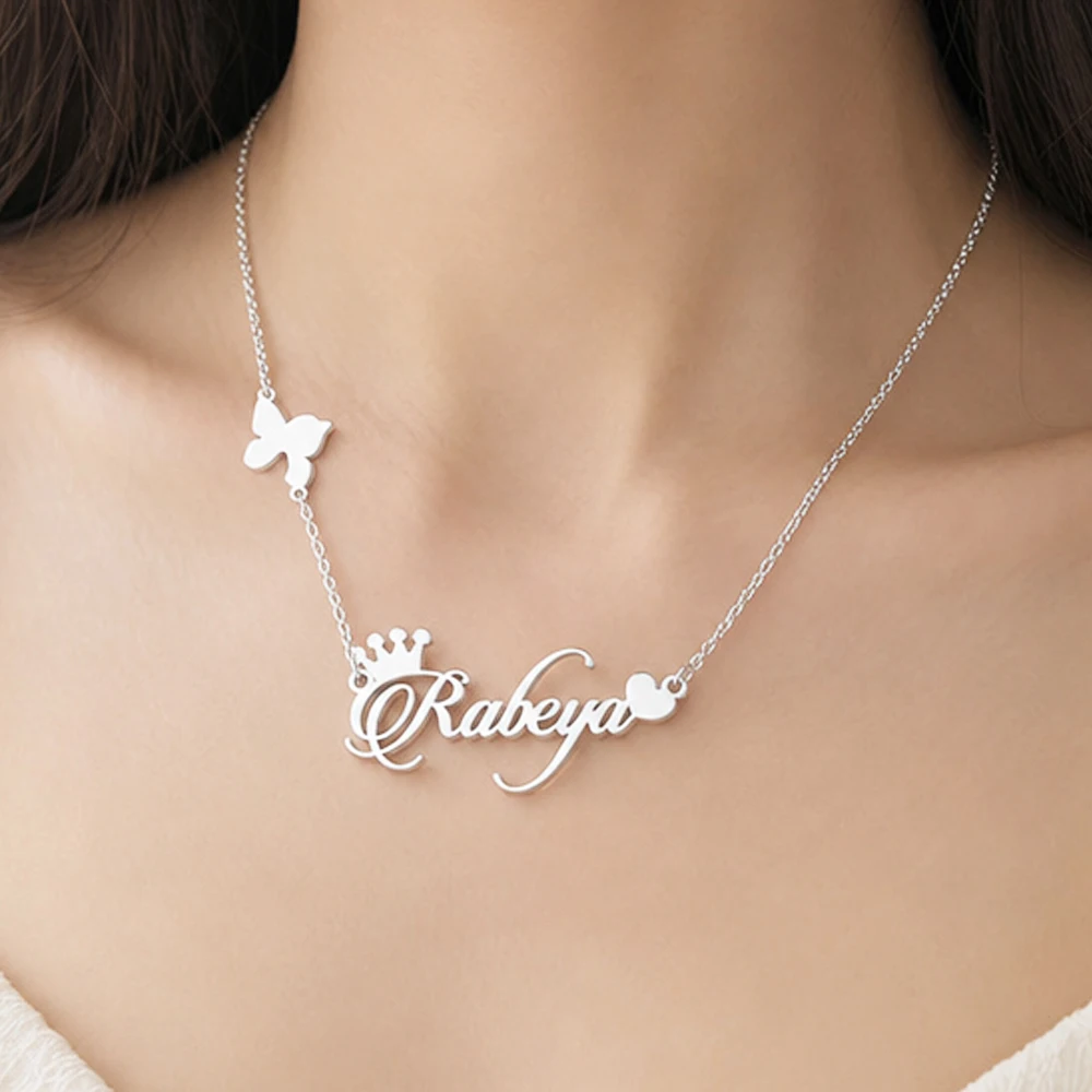 Custom Name Butterfly Necklace For Women Stainless Steel Chocker Necklace Jewelry Gifr For Girlfriend Personalized Birthday Gift view 5