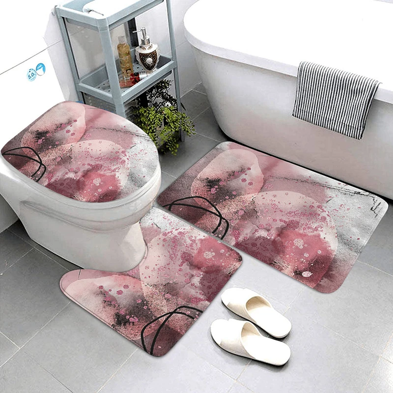 Bathroom Carpet For Toilet 3 pcs/set Non Slip PVC Bath Mat Anti Slip Tape Bathroom Set Rug With Cover Modern Carpet Floor Mats