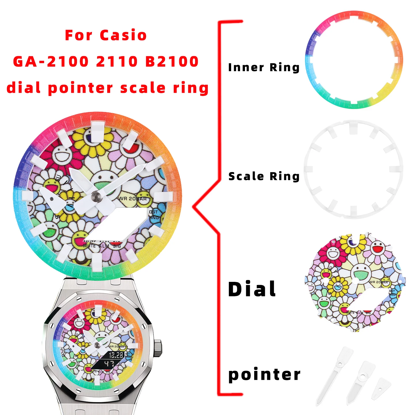 Luminous Mod Kit For Casio G‑SHOCK GA‑2100 GA‑2110 DIY Metal Bezel Dial Index Ring Set Hour Marker Upgrade Watch Accessories