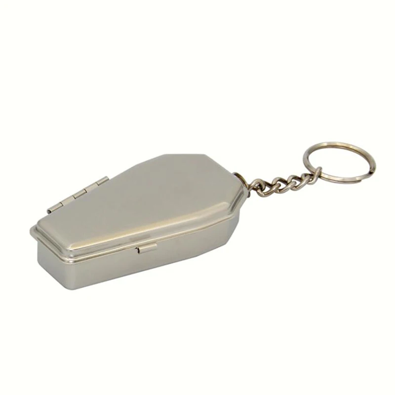 Pocket Ashtray Design Mini Tinplate Ashtray Coffin Shape Small Portable Ashtray With Lids Travel Car Smoking Ash Organizer