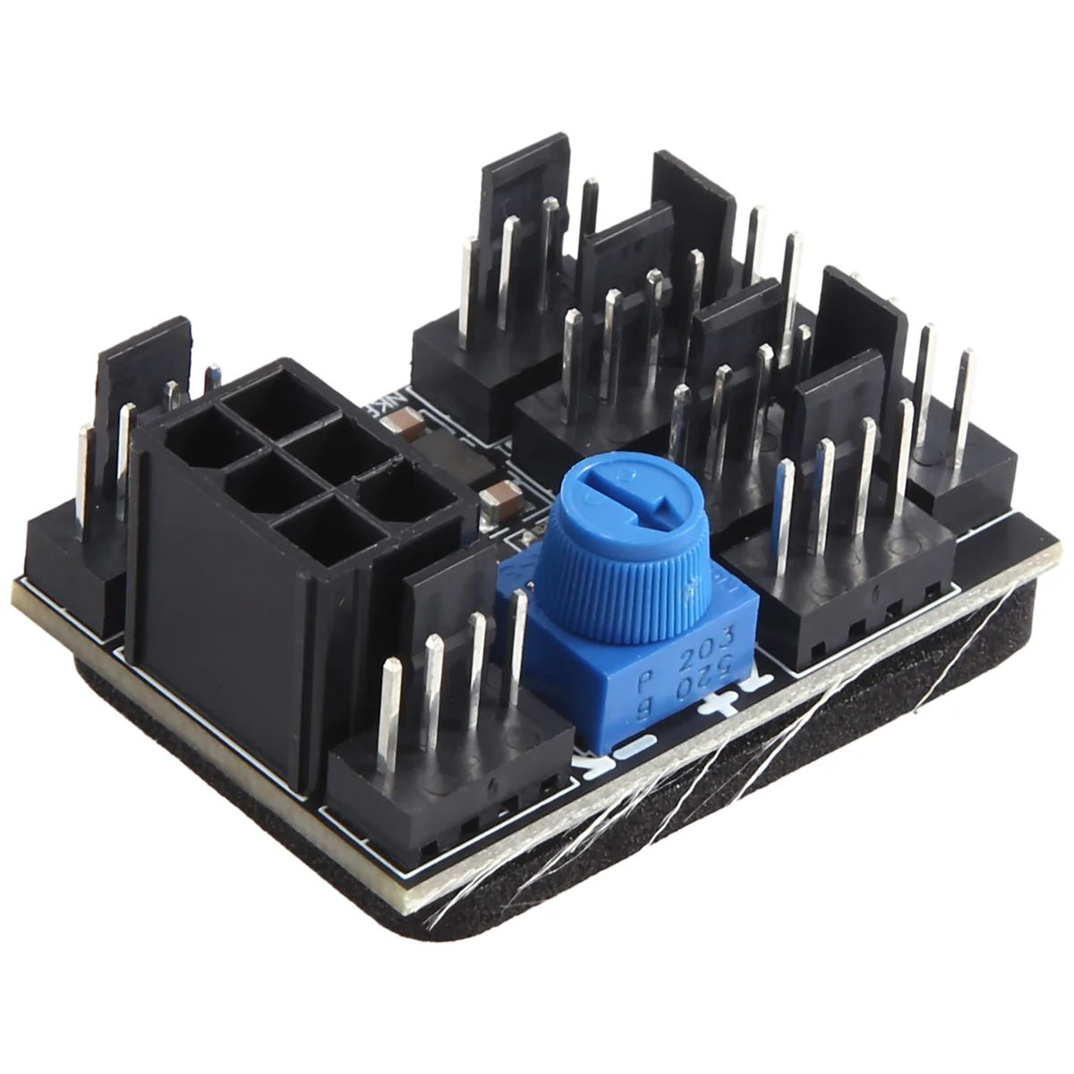 Adaptor kipas 3-Pin 4-Pin PWM PC, Hub kipas pendingin 8-Way Splitter 12V pengontrol kecepatan dengan Port daya 6-Pin