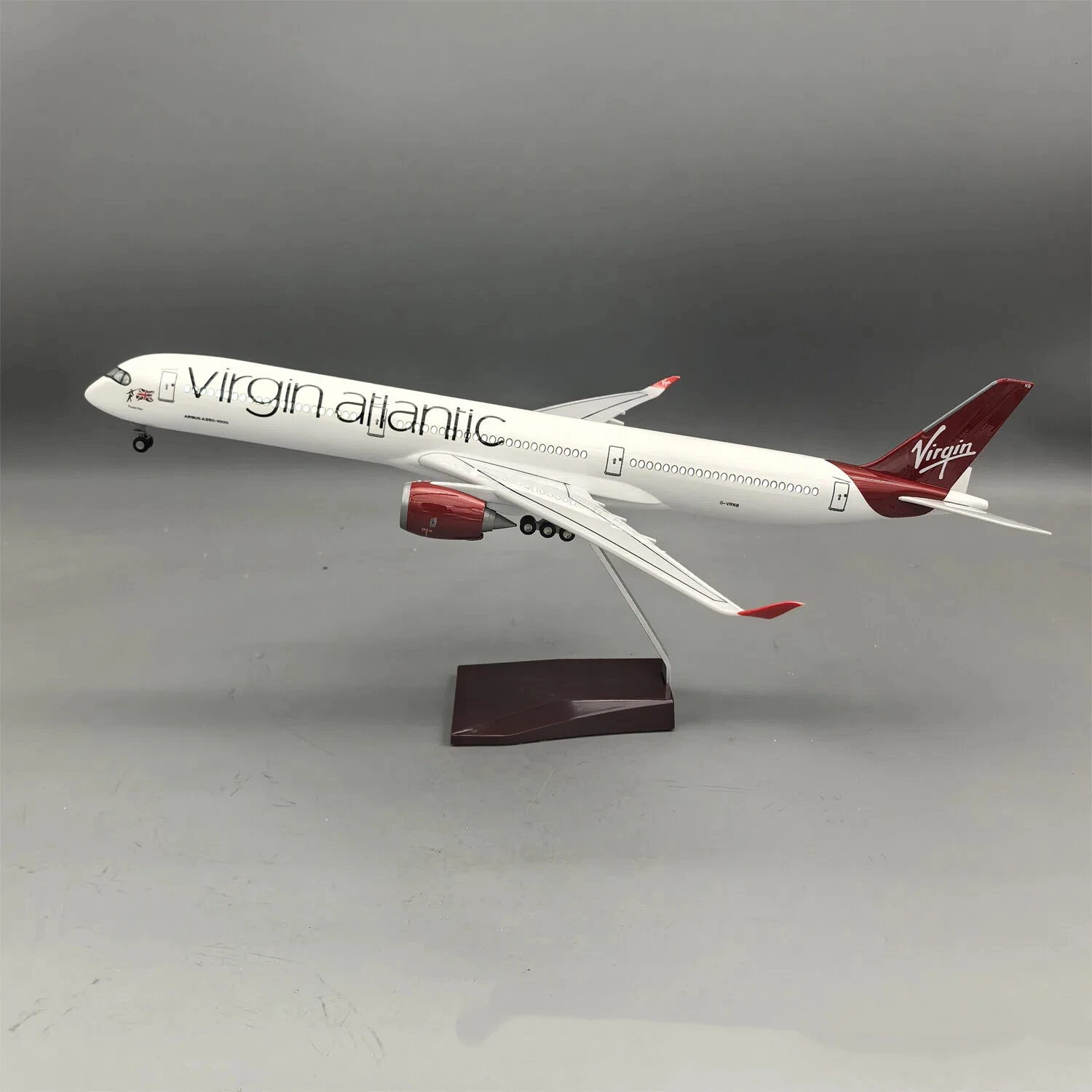 47cm Virgin Atlantic A350-1000 Diecast Resin Airplane Model Kit with Stand for Adult Aviation Gift or Home Decoration Desktop