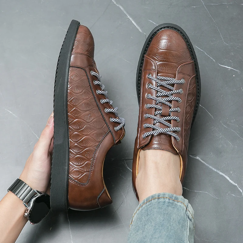 

39-47 повседневная спортивная обувь, мужская уличная обувь из искусственной кожи на плоском каблуке, легкая и удобная прогулочная обувь, деловая официальная обувь на шнуровке