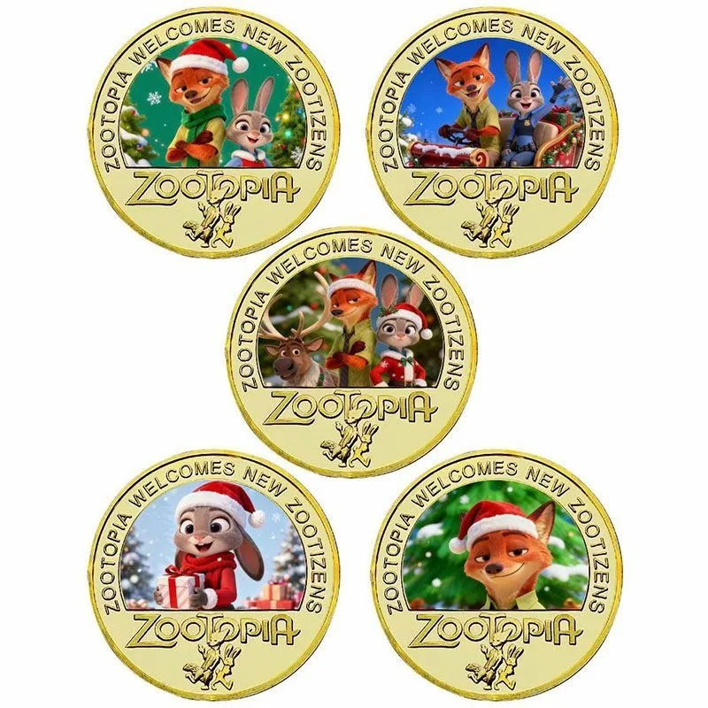 

Новая бестселлерная рождественская памятная монета с героями мультфильмов и аниме Zootopia, значок детского подарочного набора аниме