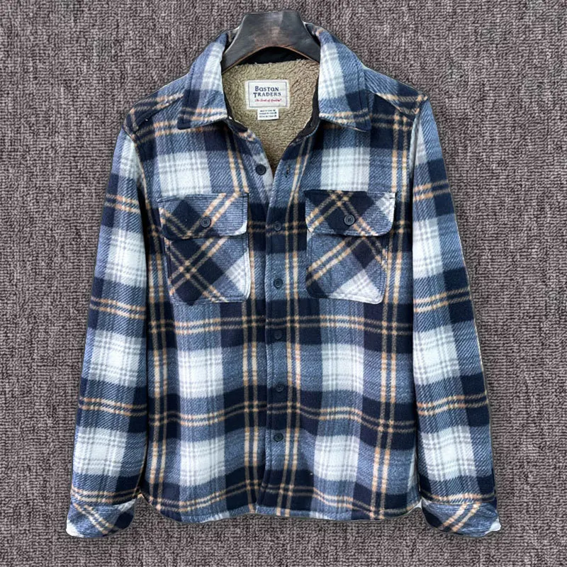 

Men's Flannel Shirt Plaid Jacket with Warm Sherpa Lined Long Sleeve Coat Button Down Thick Outwear Winter Outdoor Shirts