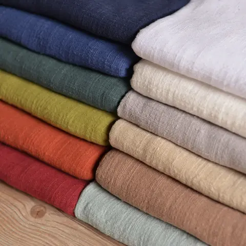 130x50cm 얇은 솔리드 컬러 모래 세척 처리 코튼 린넨 천 slub 부드러운 패브릭 diy 드레스 가운 의류 수제