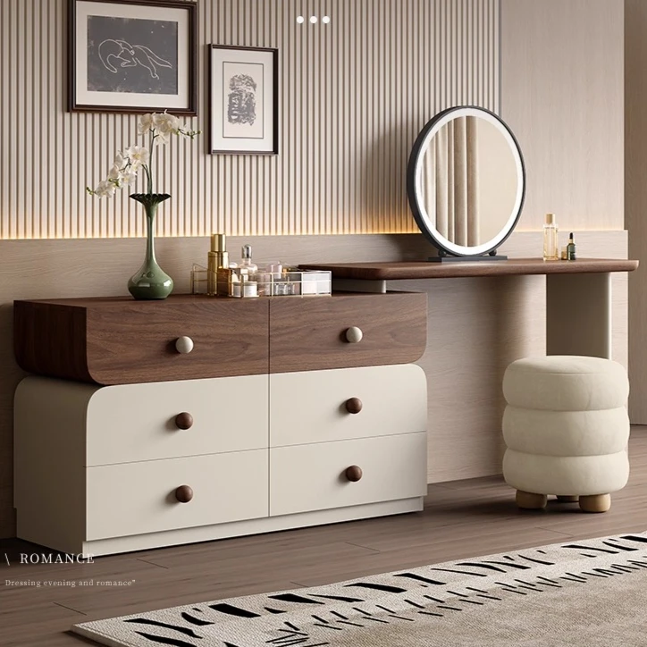

Medieval Dresser Chest 2025 New Storage Integrated Retractable Desk Bedroom Solid Wood Small Apartment Makeup Table