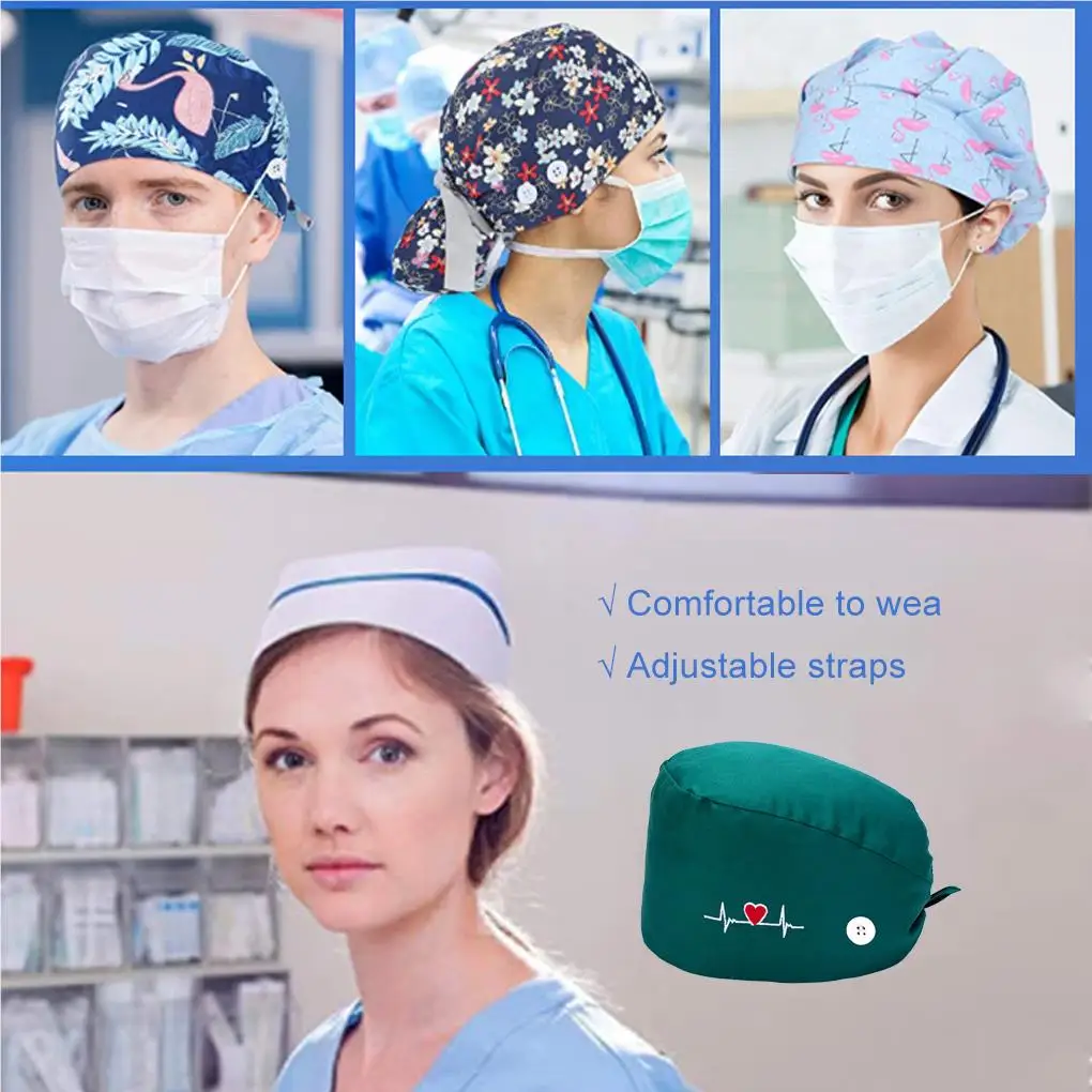 Operating Hats Nurse Gourd-shaped Pure Color Tie Back Working Caps Type